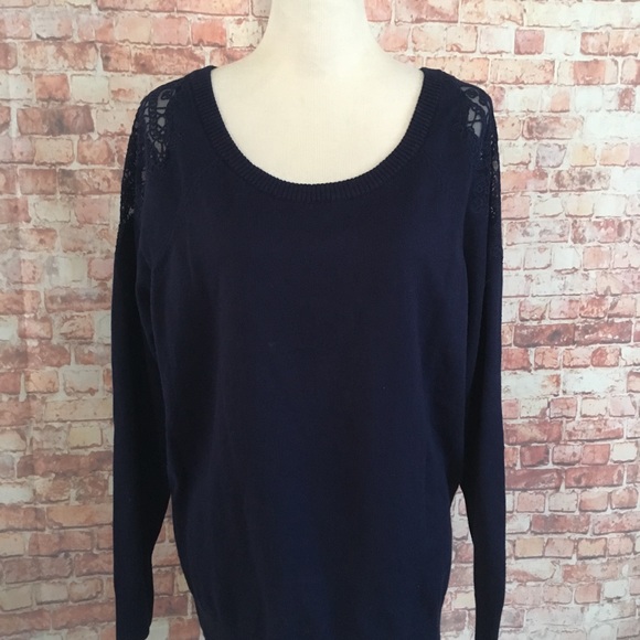 Torrid Navy Lace Shoulder Sweater - Picture 4 of 7